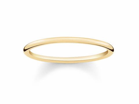 Ring von Thomas Sabo TR2123-413-12-58 in Größe 58 aus Silber vergoldet in Gelbgold, schlichtes und elegantes Design, ideal für jeden Anlass.