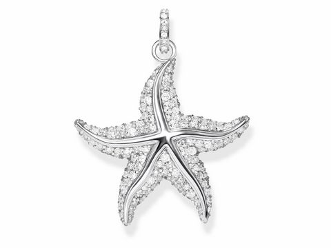 Thomas Sabo PE808-051-14 Anhänger Seestern in Weiß und Silber, verziert mit funkelnden Zirkonia-Steinen, elegantes Design für Schmuckliebhaber.