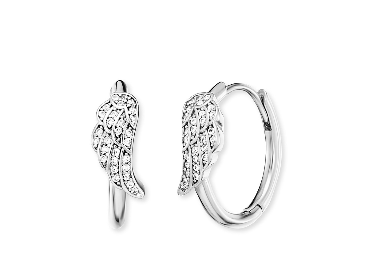 Engelsrufer ERE-LILWING-ZI-CR Flügel Creole mit Zirkonia in rhodiniertem Silber, elegante Ohrringe in Form von Flügeln, funkeln durch die Zirkonia-Besetzung und verleihen jedem Look einen besonderen Glanz.
