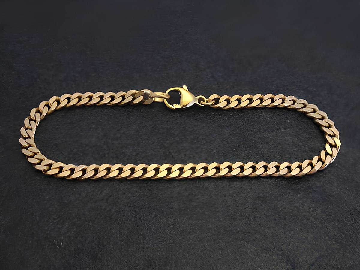 Panzer Armband Flachpanzer in Rotgold 585 mit einer Länge von 19 cm und einer Breite von 4 mm, hochwertiges Schmuckstück vom Hersteller Juwelier Harnisch. – Ansicht 2