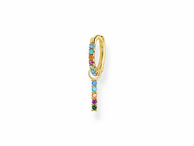 Ohrschmuck von Thomas Sabo aus vergoldetem Sterling Silber mit bunten Glas-Keramik-Steinen und synthetischem Korund in einem stilvollen Design.