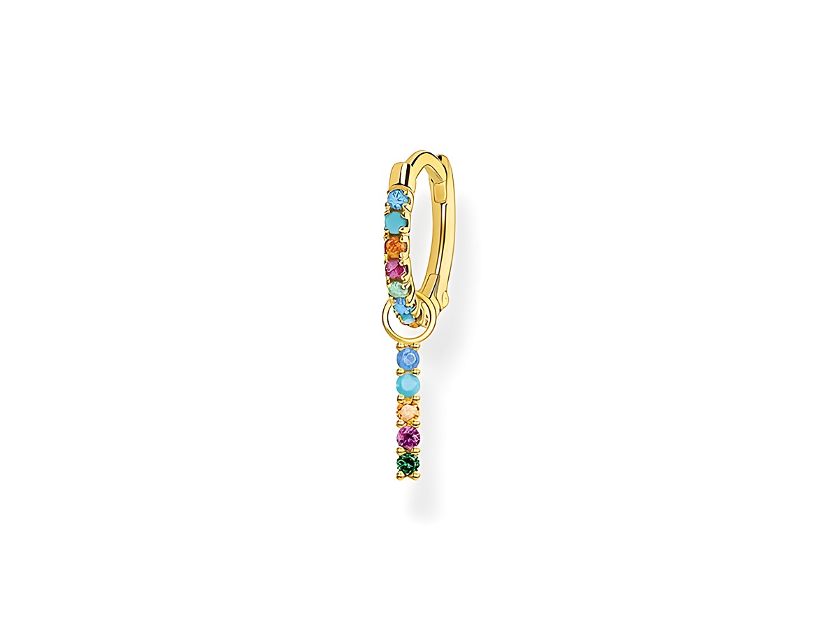 Ohrschmuck von Thomas Sabo aus vergoldetem Sterling Silber mit bunten Glas-Keramik-Steinen und synthetischem Korund in einem stilvollen Design.