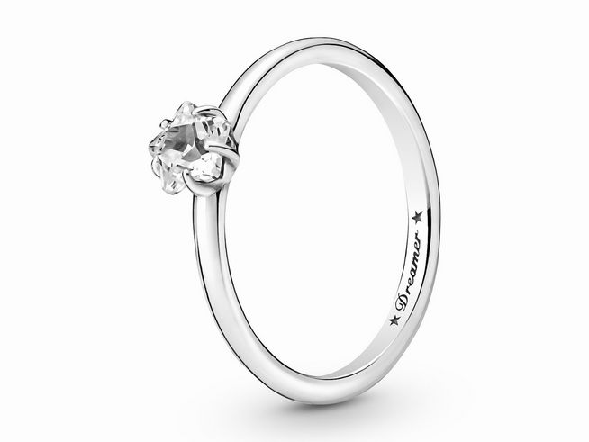 Himmlischer funkelnder Stern Solitaire Ring von Pandora aus Sterling Silber mit klarem Zirkonia in Größe 58, elegant und zeitlos, ideal für besondere Anlässe oder als Geschenk.