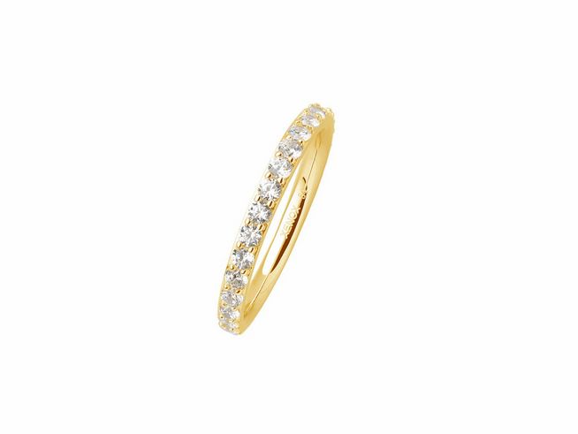Xenox Sterling Silber Ring XS7357G50 in Krappen-Gold mit vergoldeter Oberfläche, Größe 50, besetzt mit funkelnden Zirkonia-Steinen. Eleganter und zeitloser Schmuck.
