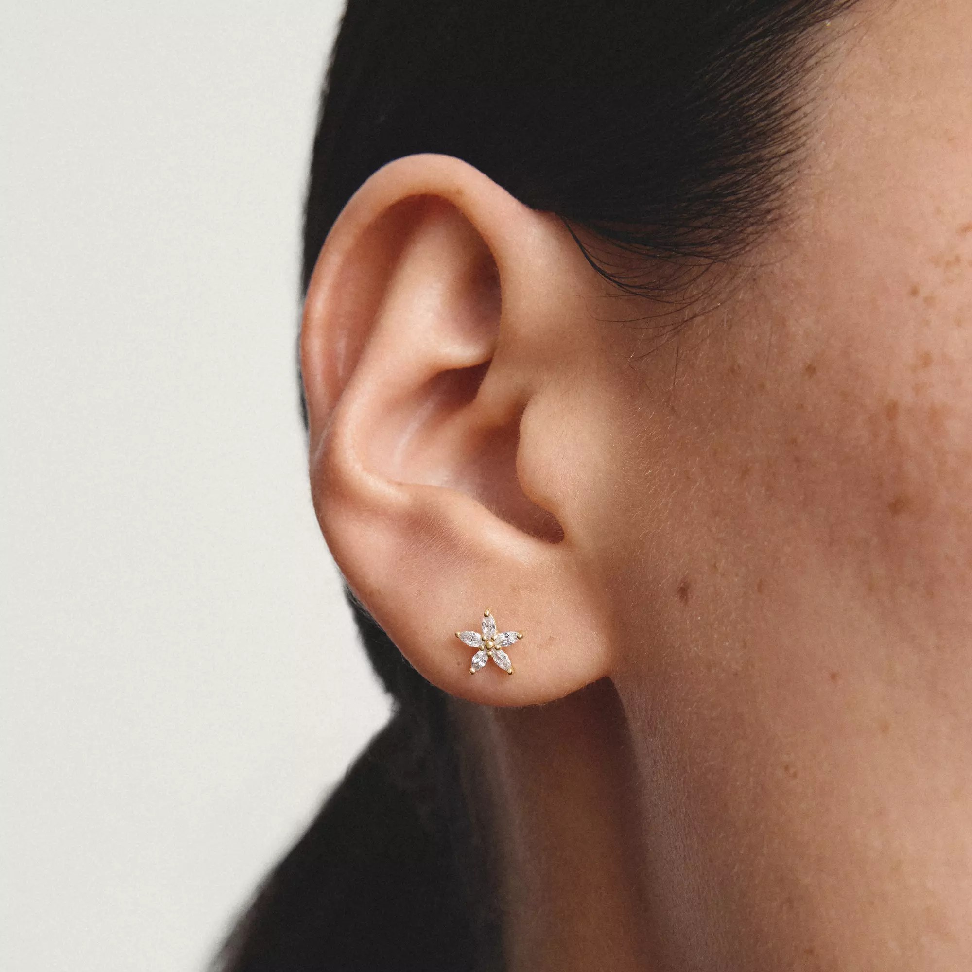 Thomas Sabo Ohrstecker Blume - 18k Gelbgold Vergoldung - Zirkonia – Ansicht 4