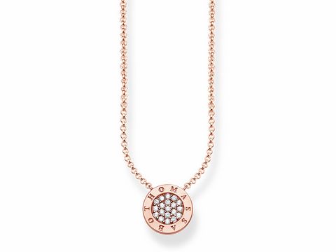 Thomas Sabo KE1493-416-14-L45v Kette in roségold mit Anhänger, besetzt mit weißen Zirkonia, 40/42,5/45 cm Länge, elegantes Design für stilvolle Akzente.