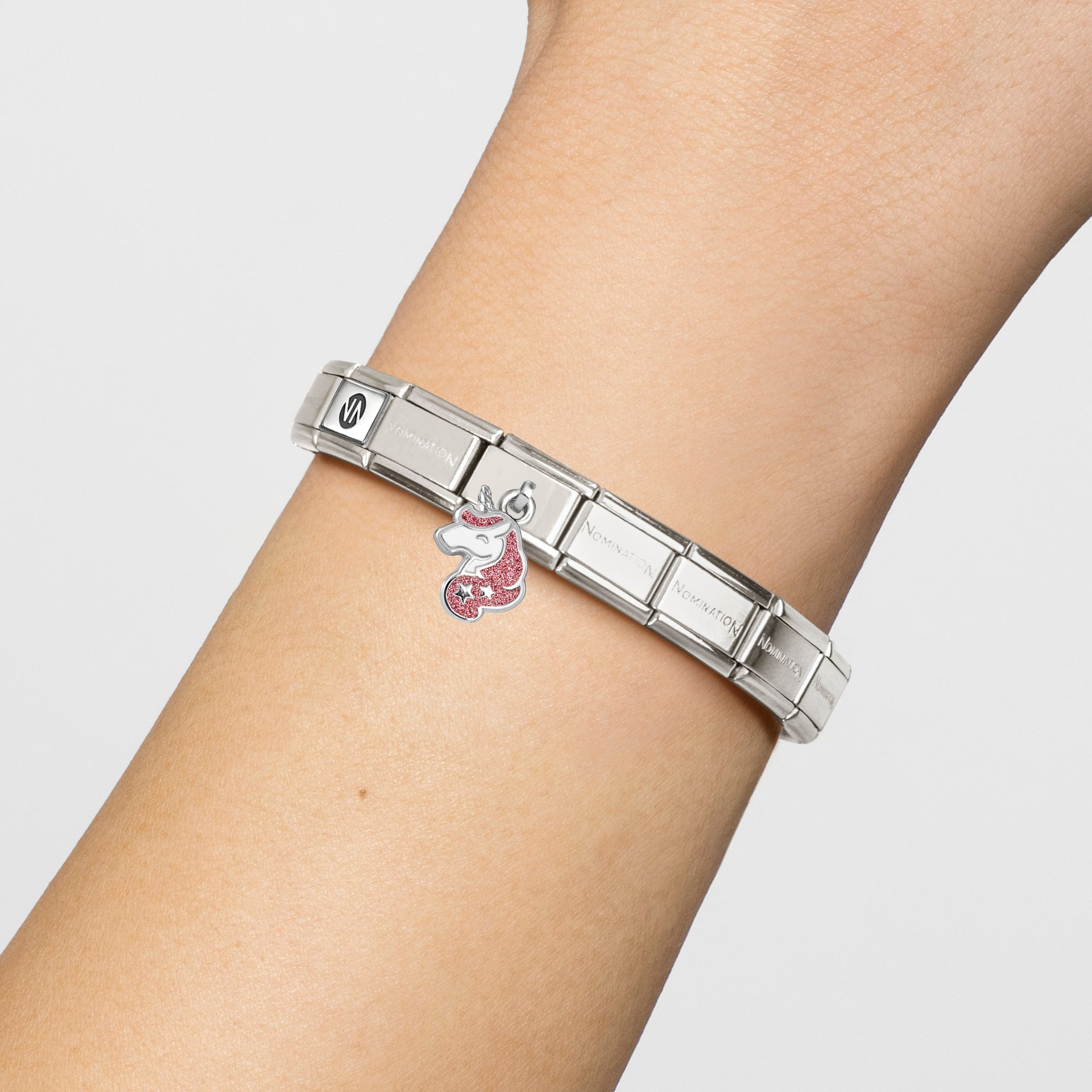 Nomination CLASSIC Charm-Anhänger aus Sterling Silber - Emaille - Einhorn - neu - Rosa-Weiß – Ansicht 2