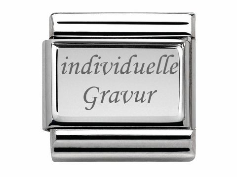 Classic Silber Element inkl. Gravur von Nomination, präsentiert ein glänzendes Design mit der Möglichkeit einer individuellen Gravur, ideal für personalisierte Schmuckstücke.