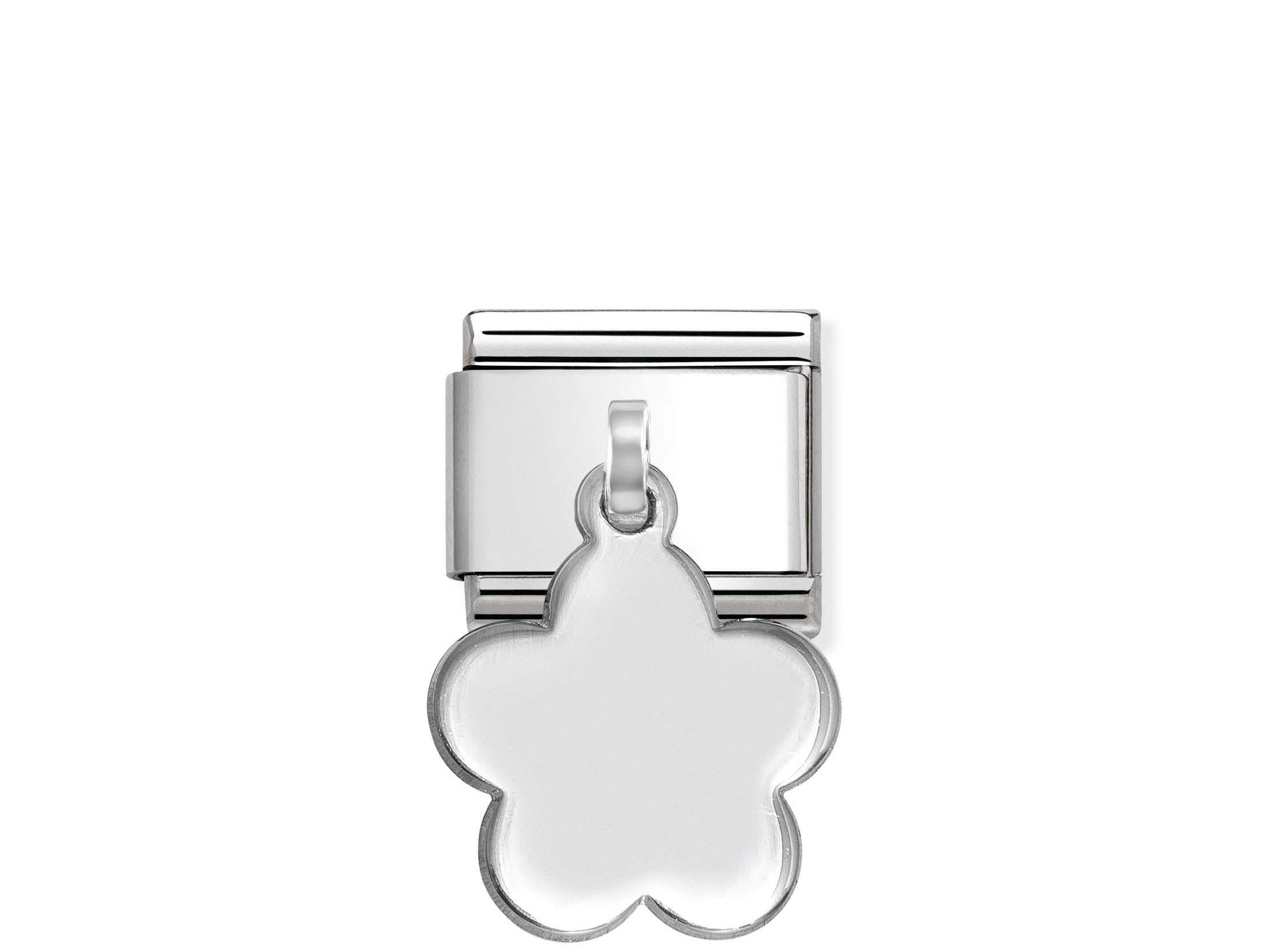 Charm Anhänger aus Sterling Silber in Form einer Blume von Nomination, neuheit mit glänzender Oberfläche und klaren Konturen, ideal für persönliche Schmuckkollektionen.