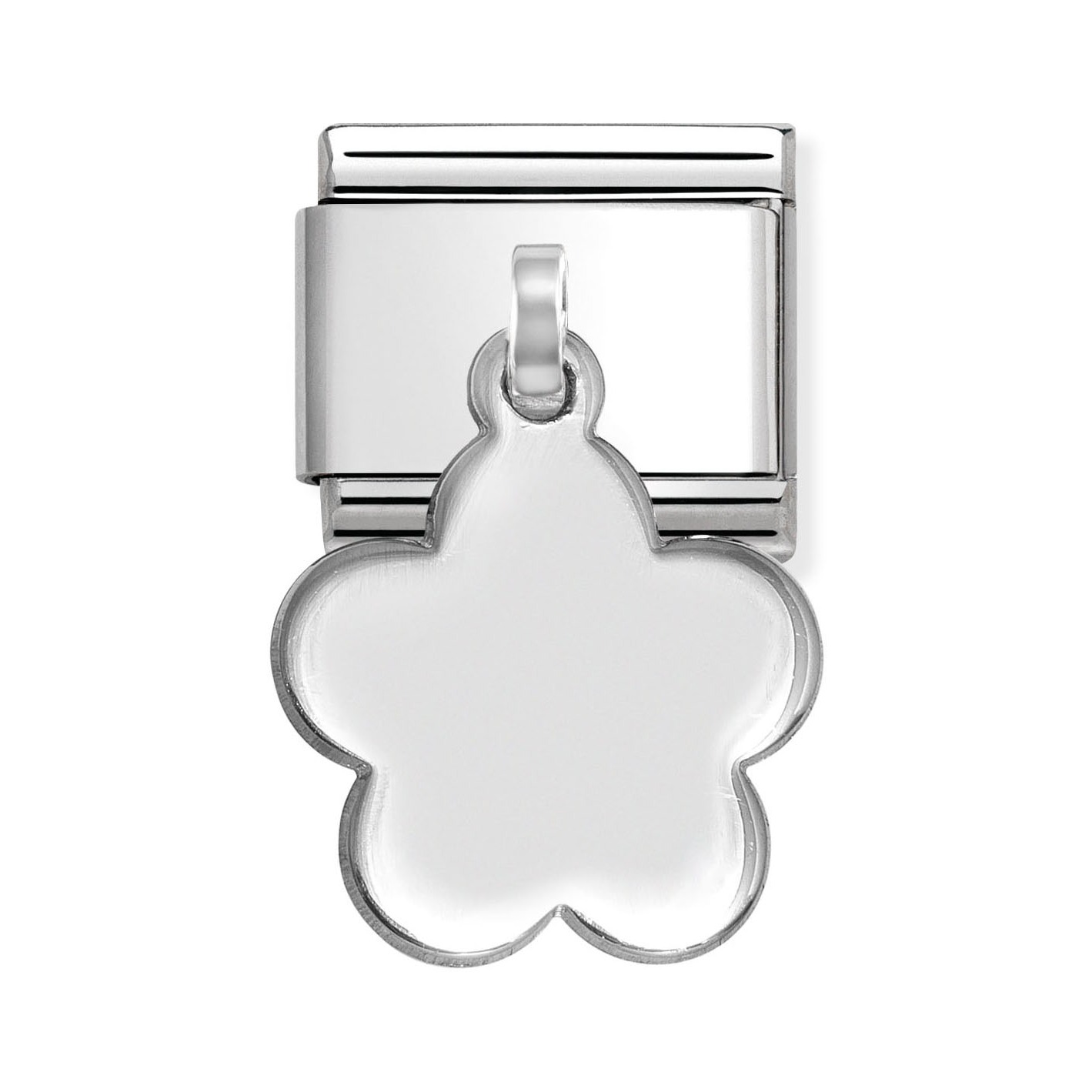 Charm Anhänger aus Sterling Silber in Form einer Blume von Nomination, neuheit mit glänzender Oberfläche und klaren Konturen, ideal für persönliche Schmuckkollektionen.