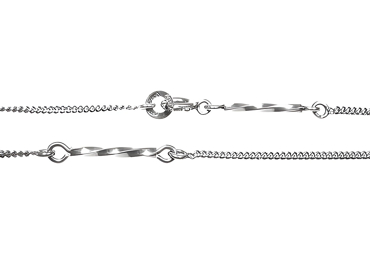 Lange Silberkette mit gedrehten Zwischenteilen, 80 cm lang, Hersteller Juwelier Harnisch, ideal für Colliers und eleganten Schmuck.