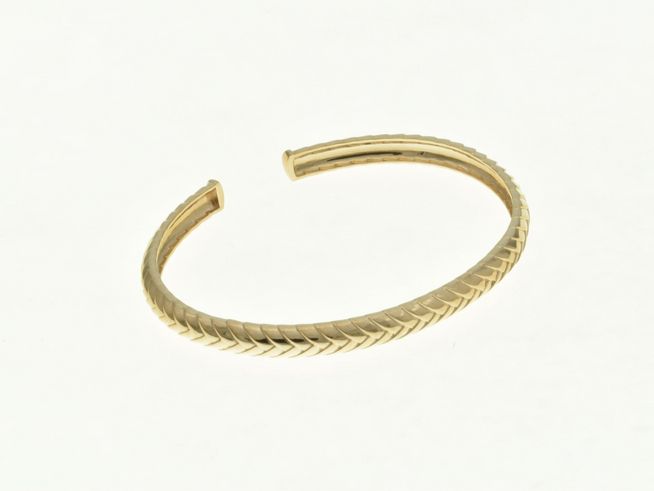 Zopfmuster Armreifen aus Sterling Silber mit rosegold vergoldeter Oberfläche, 16,5 cm, gefertigt vom Juwelier Harnisch, elegant und stilvoll im Design.