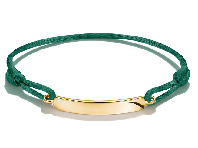 Thomas Sabo Together - A2238-M03-34-L24V - Gravur-Armband - 24 cm - 18K Gelbgold-Vergoldung & Textil - dunkelgrün