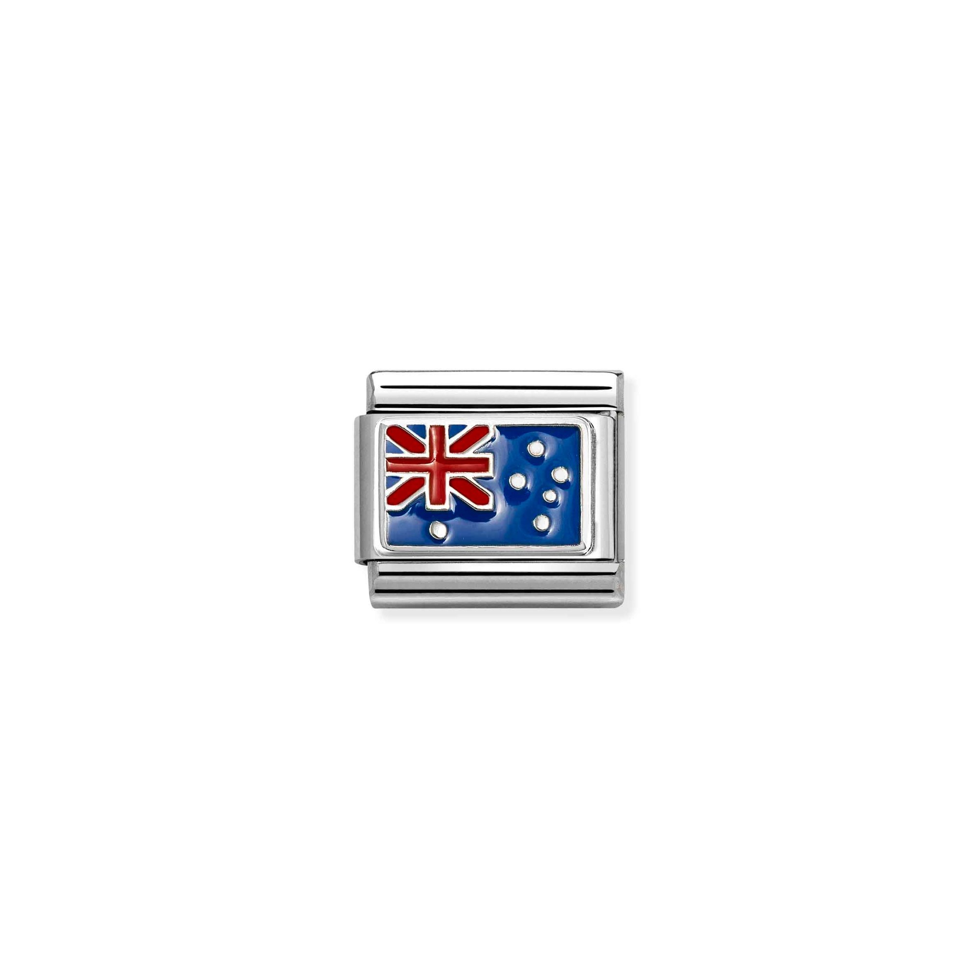 Nomination Composable Classic Charm Flagge Australien - Edelstahl, Sterling Silber, Emaille