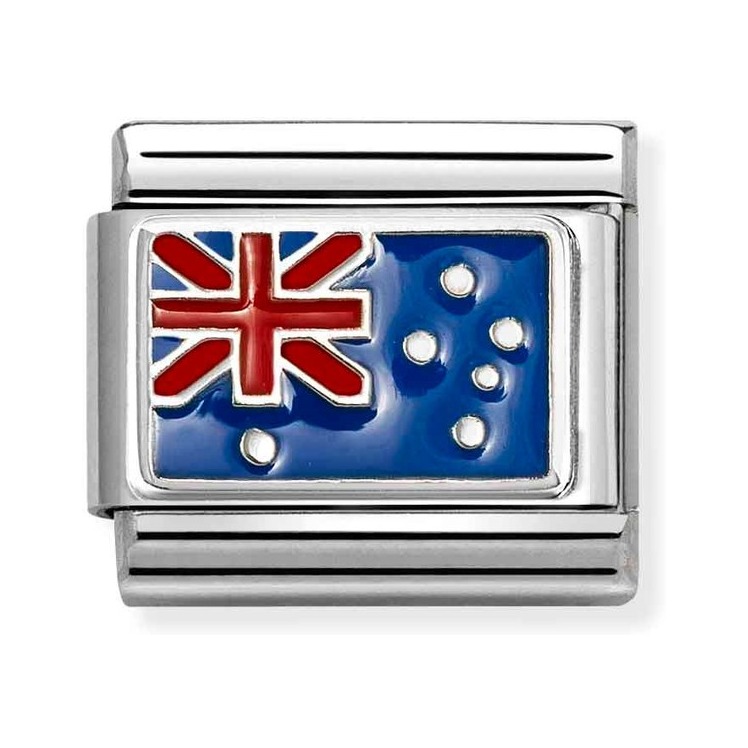 Nomination Composable Classic Charm Flagge Australien - Edelstahl, Sterling Silber, Emaille