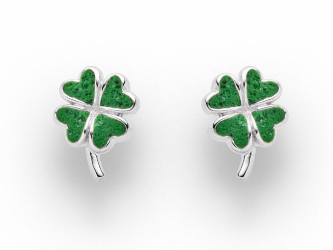 DUR Kleeblatt O5445 Sterling Silber Ohrring rhodiniert mit grünem Steinsand, zeitloses Design und perfekte Ergänzung für jeden Look. Ideal für stilbewusste Frauen.