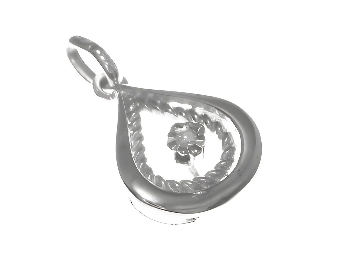 Gold Anhänger aus Weißgold mit diamantbesetztem Tropfen-Motiv, Diamant 0,005 ct, gefertigt von Juwelier Harnisch, ideal für stilvolle Akzente.
