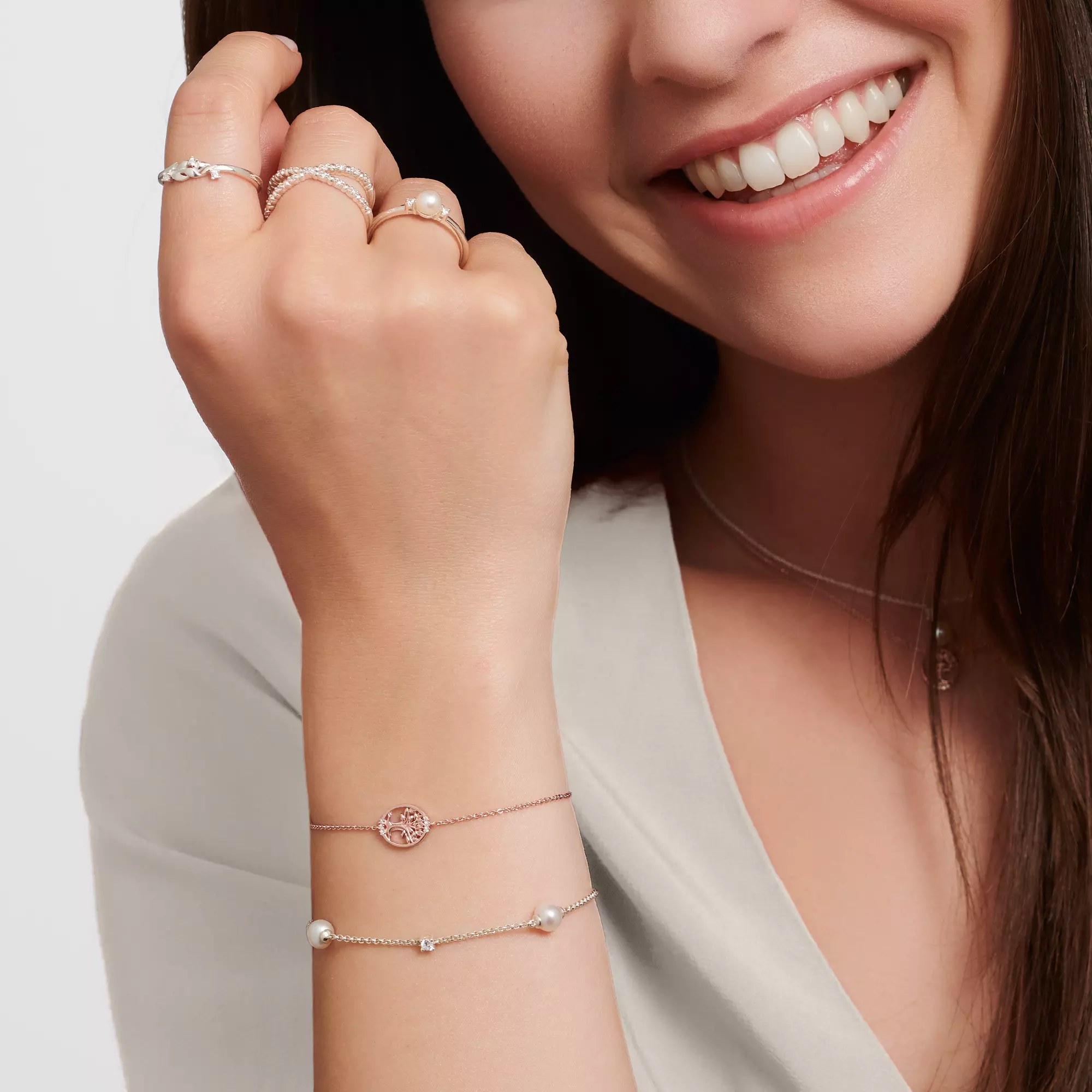 Thomas Sabo Charming Armband Sterling Silber + Perle + Zirkonia - weiß 16-19 cm – Ansicht 2
