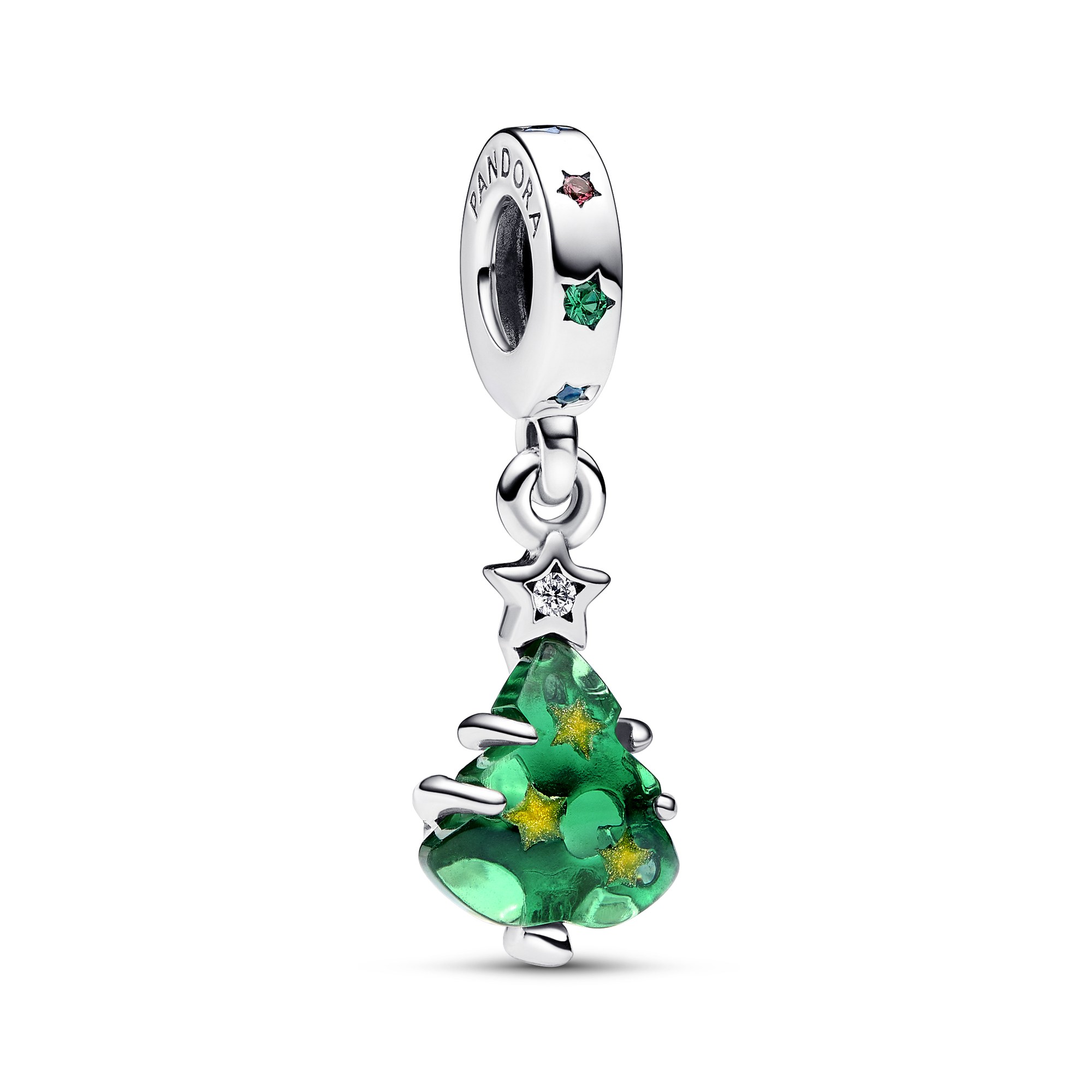 Pandora Funkelnder Weihnachtsbaum Charm-Anhänger - Sterling Silber - Steinmix Multicolor
