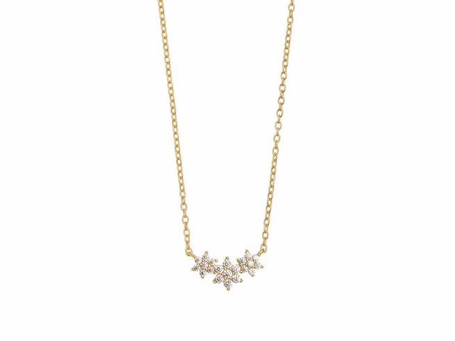 Xenox Sterling Silber Kette XS2295G von 40 bis 45 cm in Gelbgold Vergoldung mit Kareekette und verzierter Sternenanhängung, ideal für elegante Anlässe.