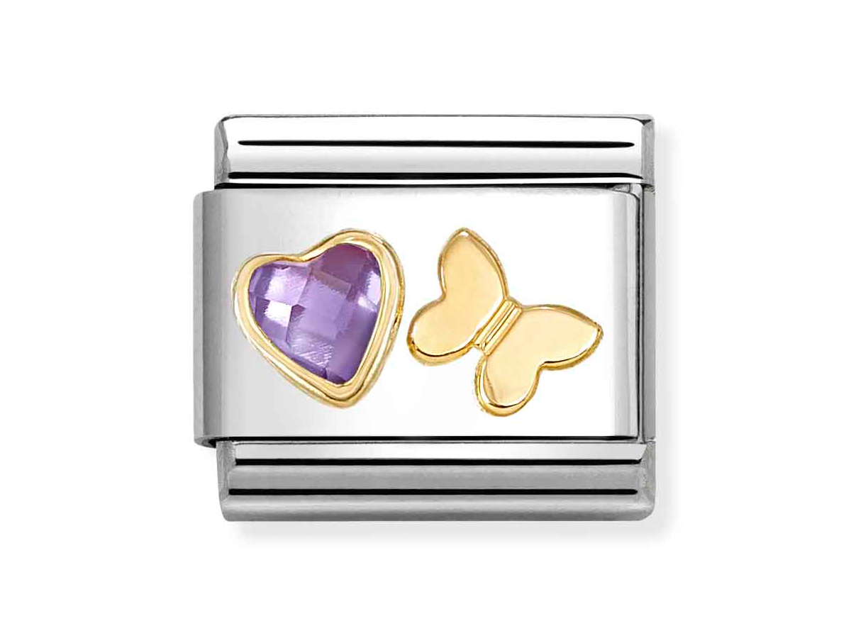 Nomination 030613 13 - CLASSIC fac. Zirkonia & 750/- Gelbgold - Schmetterling-Violett