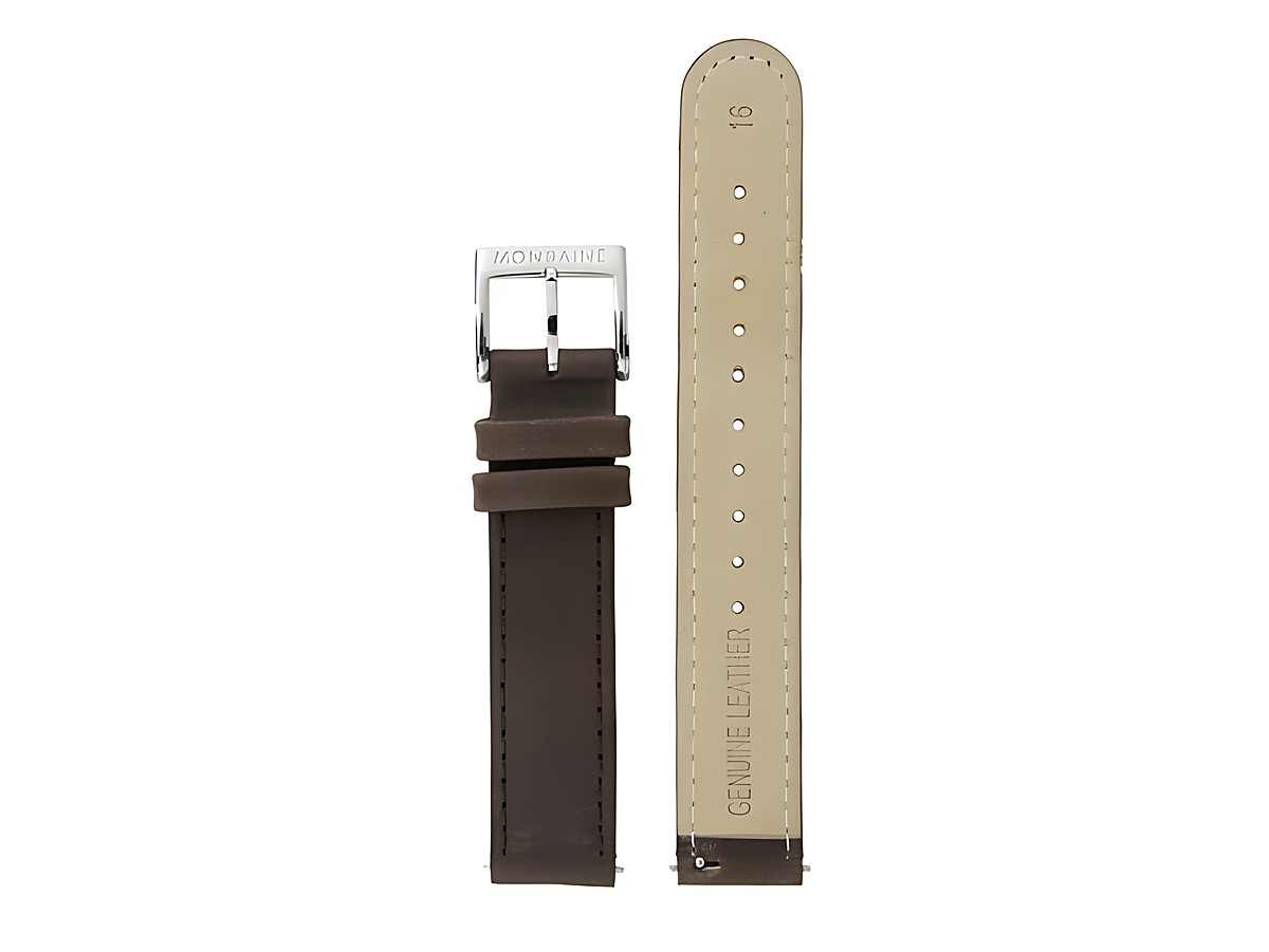 Braunes Lederarmband für Mondaine Uhren FEM.3116.70Q.2.K mit Naht, 16 mm, echtes Leder, langlebig und stilvoll, perfekt als Ersatz für Ihr Uhrenmodell.