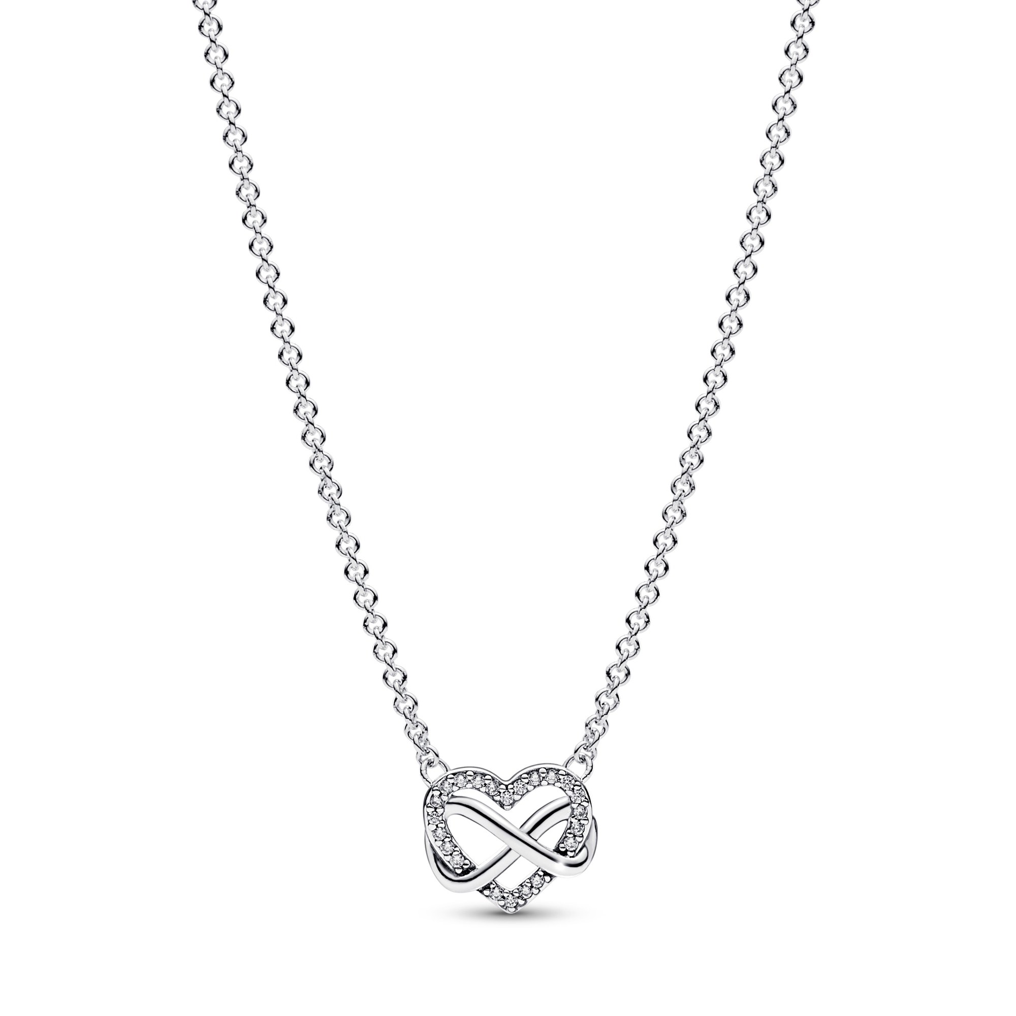 Pandora Funkelnde Unendlichkeits-Herz Collier-Halskette - 50 cm - Sterling Silber