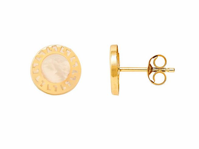Gelbgold Ohrstecker von Xenox, Modell XG14K4162G, poliert mit einem eleganten Design und einer runden Oberfläche, ideal für jeden Anlass als hochwertiger Echt Gold Ohrschmuck.