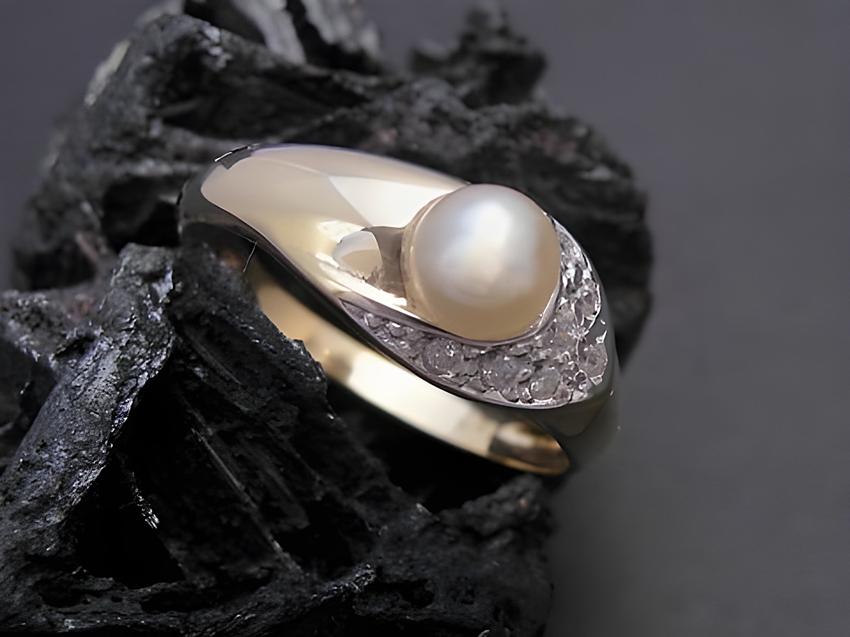Gold Perlen Ring - elegant - Gr. 54,5 - 5 mm Zuchtperle + Zirkonia - Gold 585, Hersteller: Juwelier Harnisch, bis Gr. 56/18, ideal für besondere Anlässe und geschickt verarbeitet.