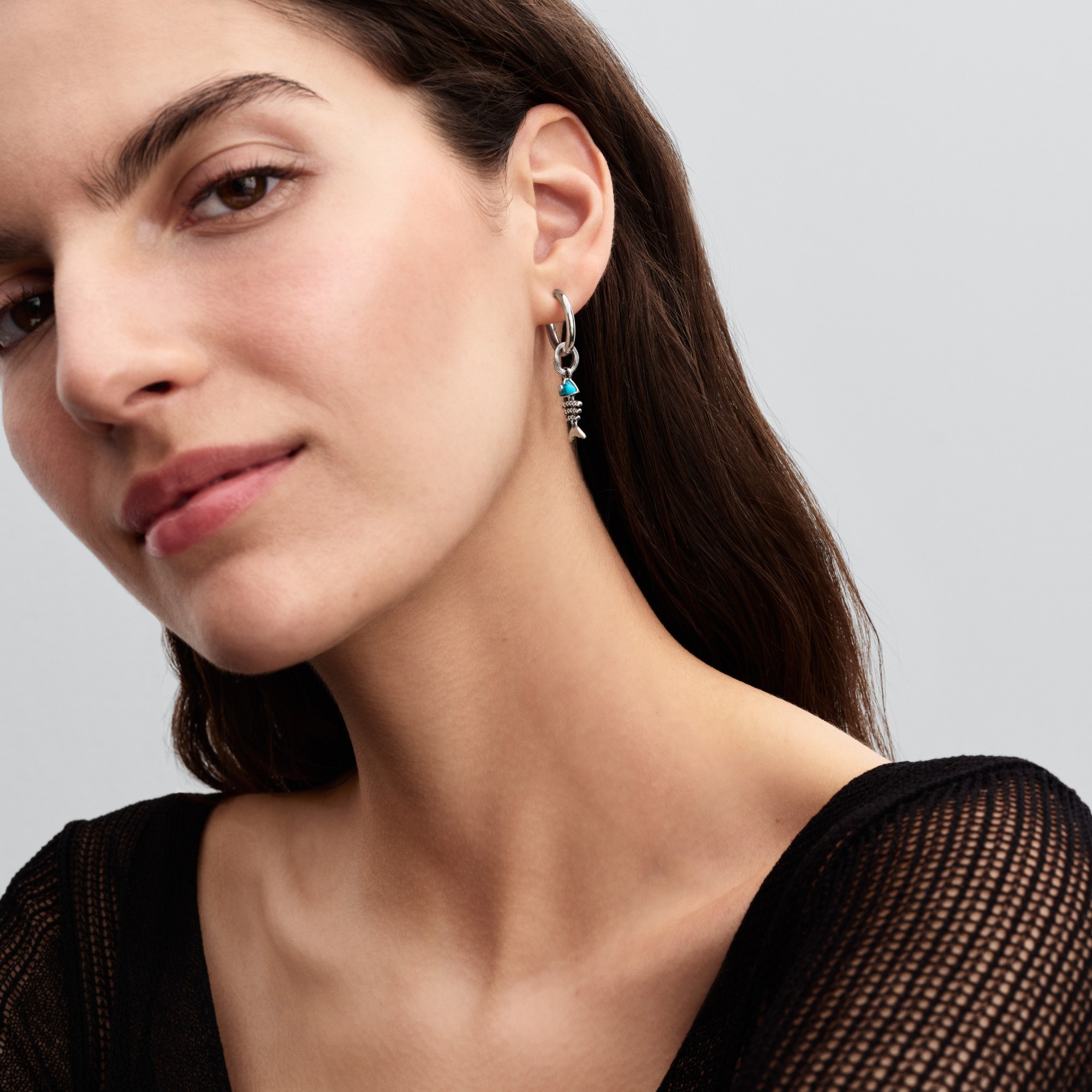 Pandora Türkisfarbene Fischgräte Charm - Sterling Silber – Ansicht 4
