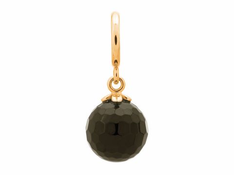 Gold auf Silber Anhänger von Endless mit einer facettierten schwarzen Kristallkugel und einer schlichten, eleganten Aufhängung aus Gelbgold, ideal für stilvolle Akzente.