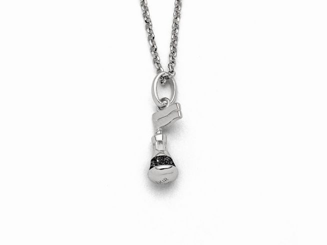 Sterling Silber Kette von DUR mit einem Anhänger in Form einer Boje aus Lavasand, elegant und modern, Länge 42 cm, ideales Schmuckstück für jeden Anlass.