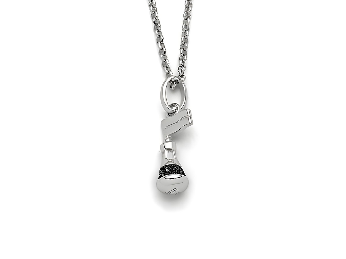 Sterling Silber Kette von DUR mit einem Anhänger in Form einer Boje aus Lavasand, elegant und modern, Länge 42 cm, ideales Schmuckstück für jeden Anlass.