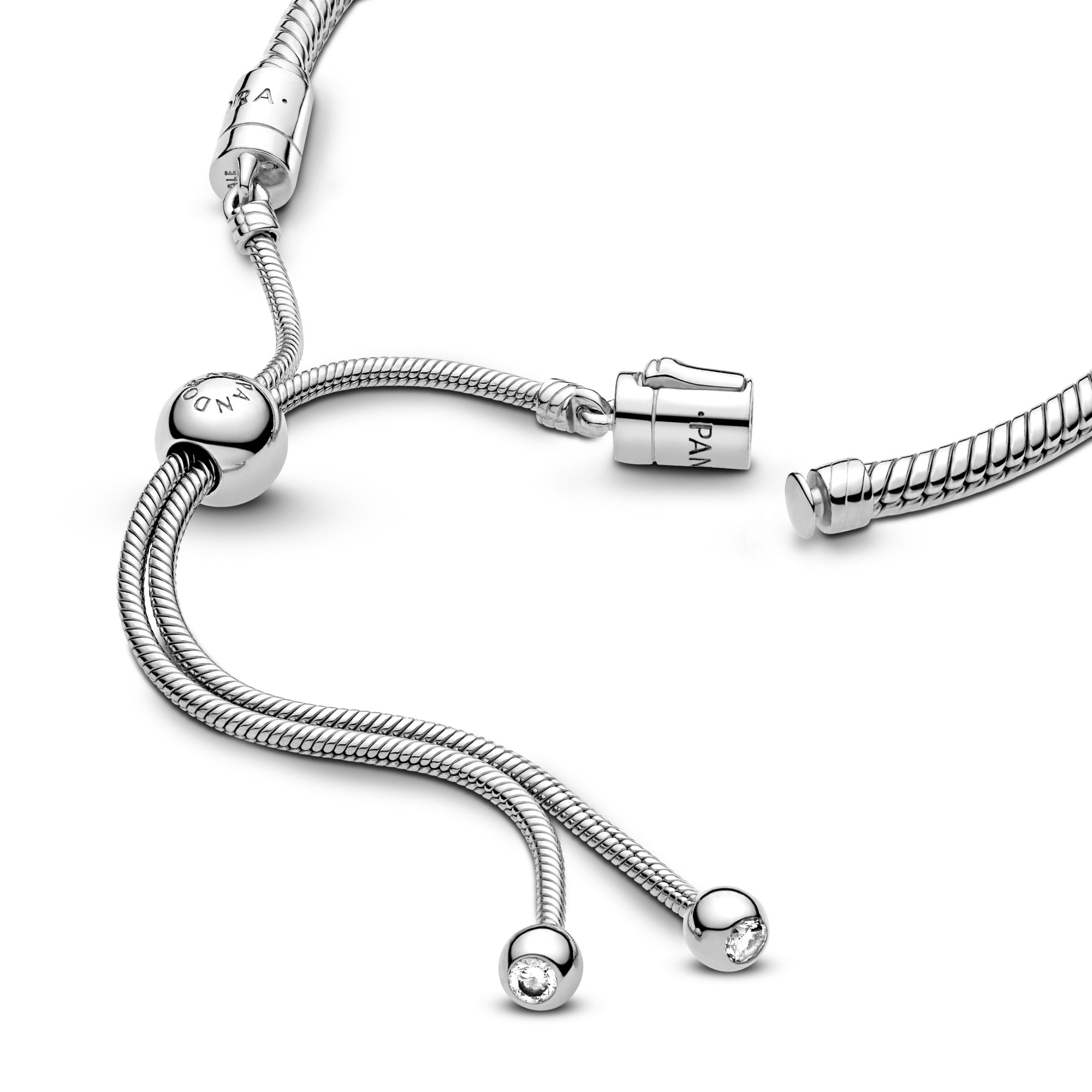 Pandora Schiebeverschluss Schlangen-Gliederarmband - Sterling Silber - Zirkonia 28 cm – Ansicht 3