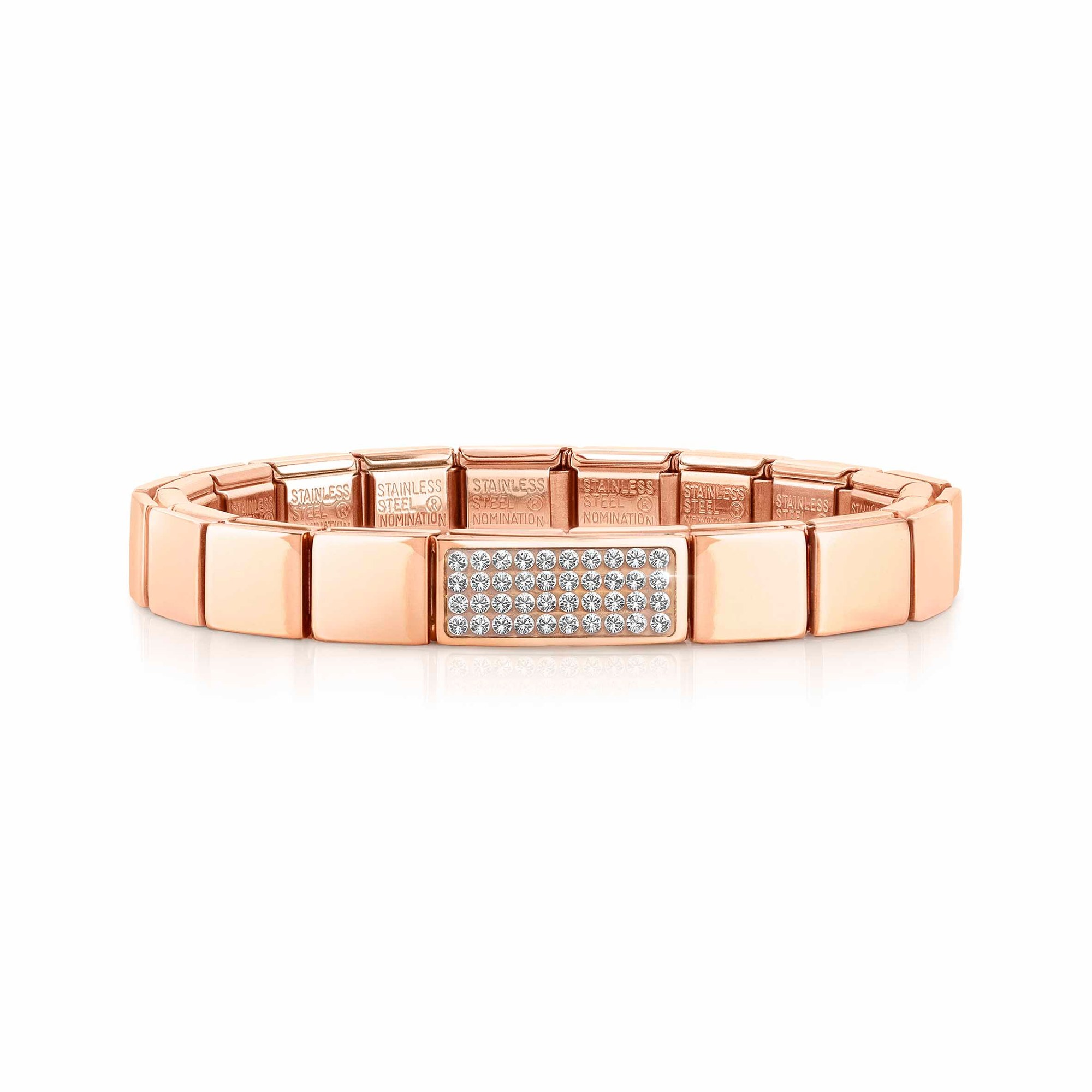 Nomination Classic GLAM Armband Edelstahl Roségold - Double Link WEISS