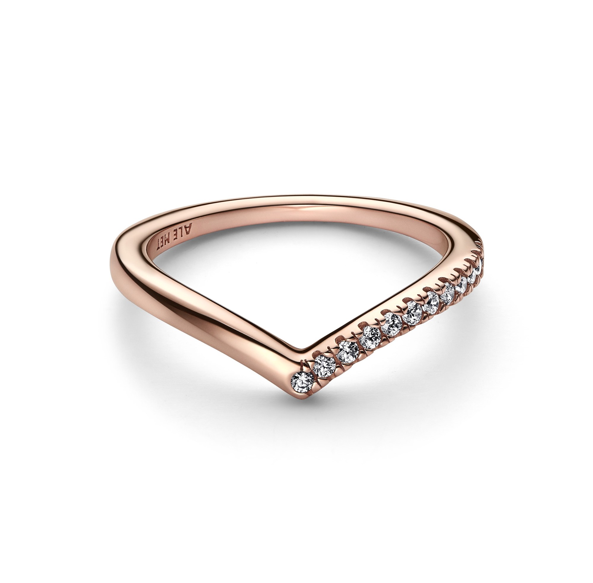 Pandora Wishbone Halb funkelnder Ring - Roségold Verg. - Zirkonia - Klar Ansicht 2 – Ansicht 2