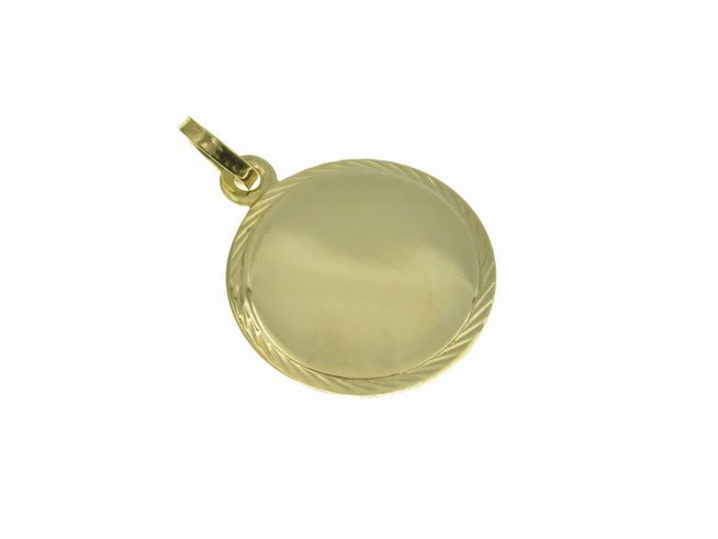 Gravurplatte 19,5 mm aus Gold 585 Anhänger mit Diamantschliff von Juwelier Harnisch, ideal zum Gravieren von persönlichen Botschaften.