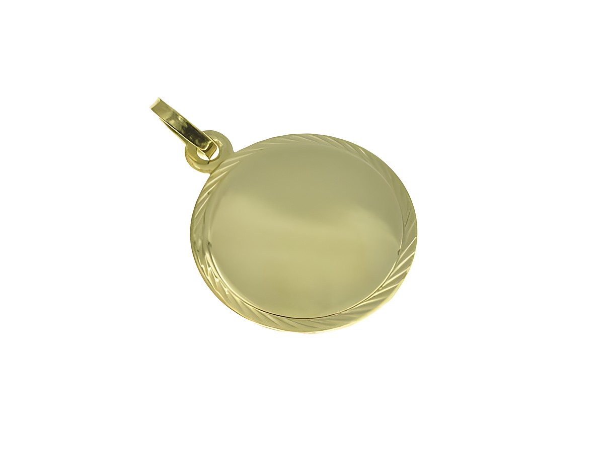Gravurplatte 19,5 mm aus Gold 585 Anhänger mit Diamantschliff von Juwelier Harnisch, ideal zum Gravieren von persönlichen Botschaften.