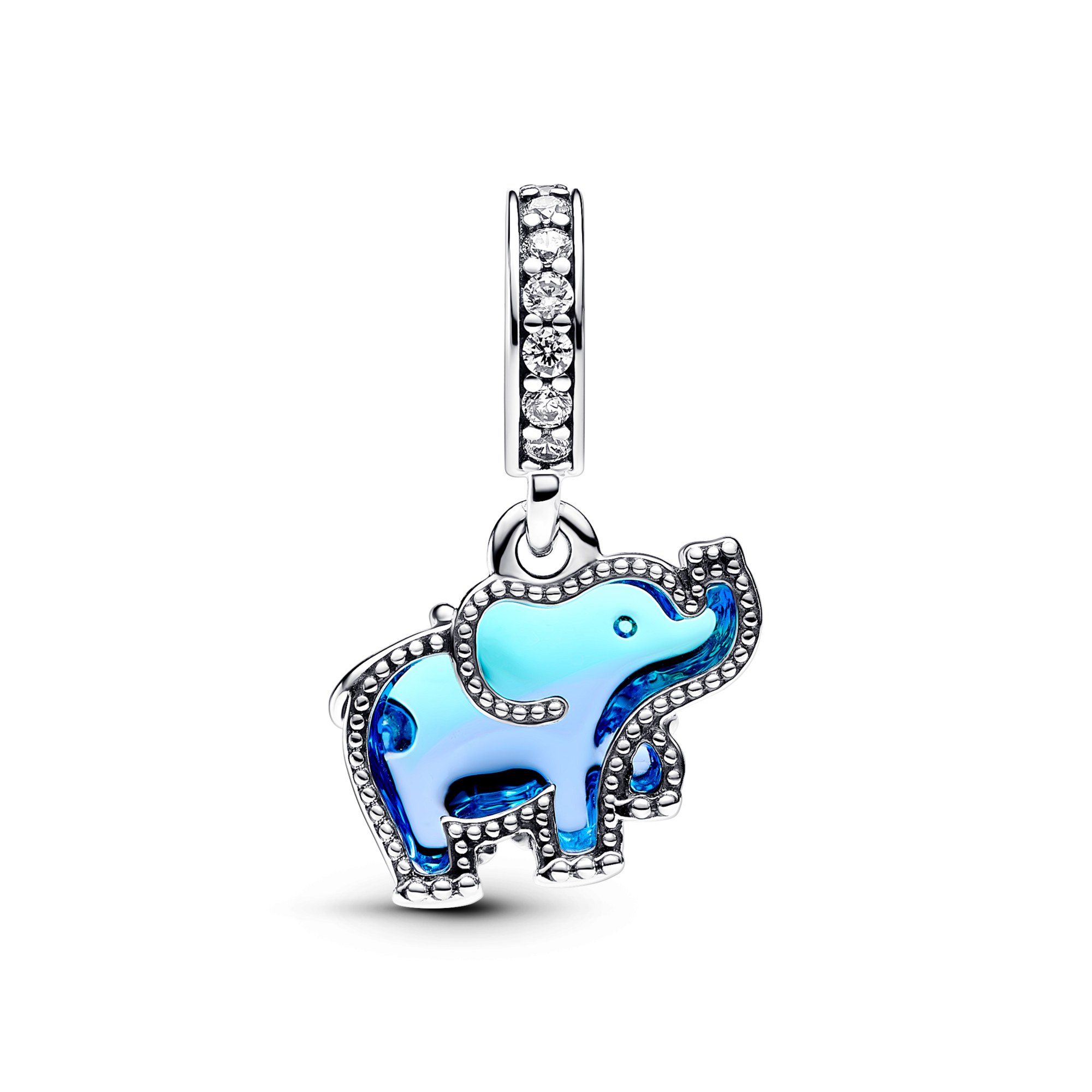 Pandora Blauer Murano-Glas Elefanten Charm-Anhänger - Sterling Silber - Zirkonia Blau – Ansicht 2