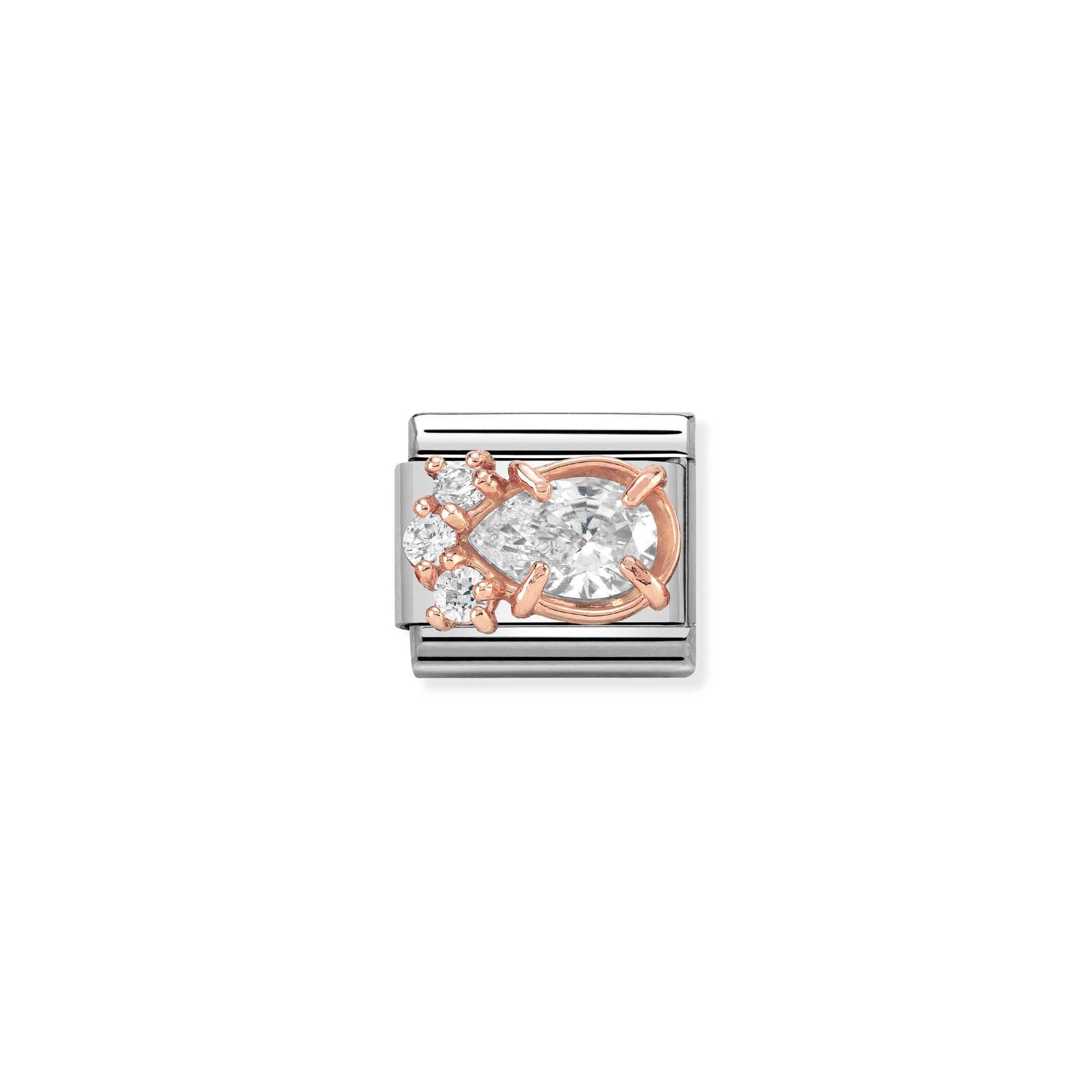 Nomination Composable Classic Charm Couture Tropfen weiß - Edelstahl, Gold 375 Roségold, Zirkonia