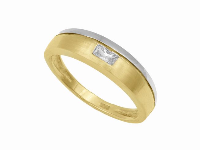 Ring aus Gelbgold und Weißgold 333 bicolor, besetzt mit Zirkonia, Größe 56, Hersteller Juwelier Harnisch, elegantes Design ideal für besonderen Anlässe.