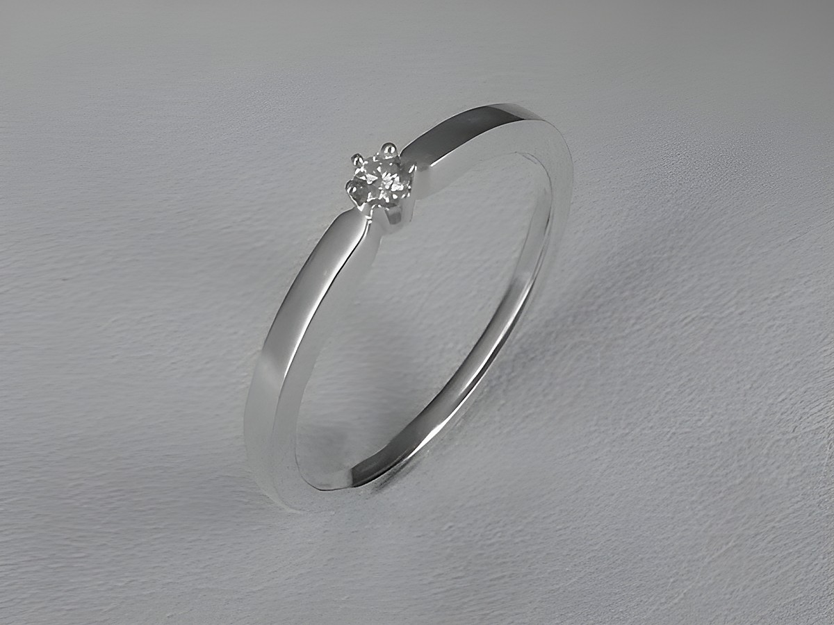 Verlobungsring aus 585 Weißgold mit einem Brillant von 0,05 ct W/Vsi, Größe 58, elegant und schlicht, Hersteller Juwelier Harnisch. Perfect für den besonderen Moment.