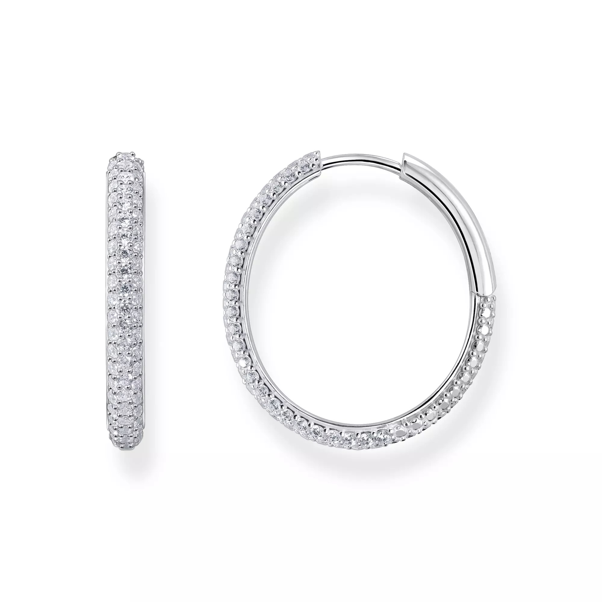 Thomas Sabo Creolen mit weißem Zirkonia-Pavé Silber – SPARKLING WHITE – 24,5 mm hoch – Ansicht 2