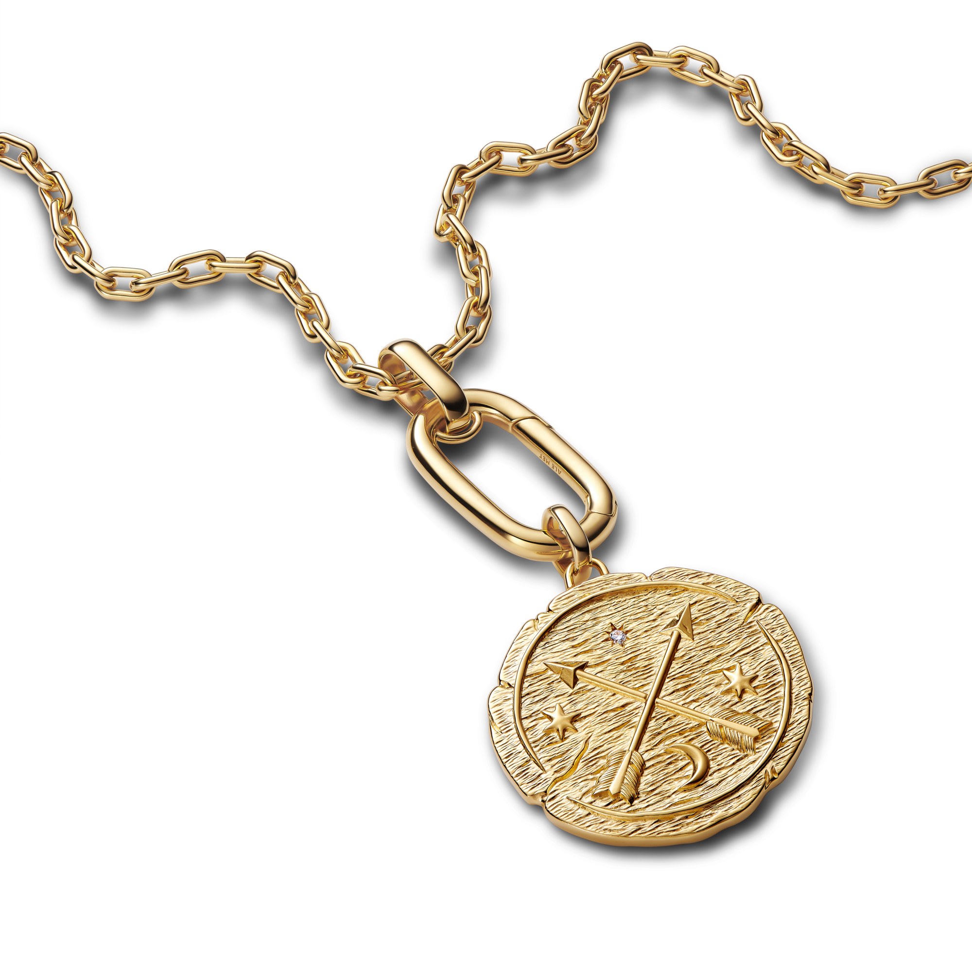 Pandora Me - Gekreuzte Pfeile Großes Medaillon-Charm - Gelbgold Vergoldung - Zirkonia - AD MELIORA – Ansicht 2