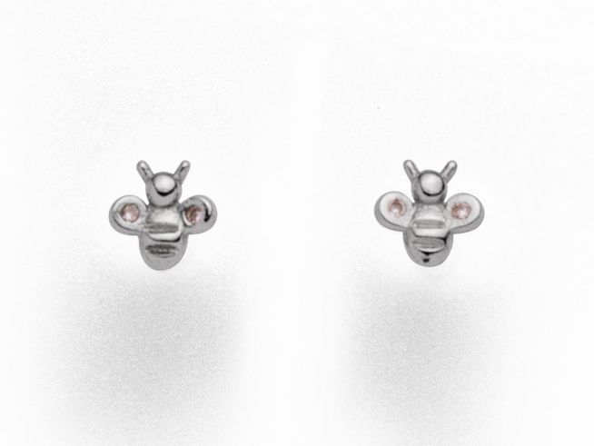Sterling Silber Ohrringe in Bienenform mit Zirkonia von DUR, eleganter Ohrstecker für einen femininen Look, ideal für jeden Anlass.