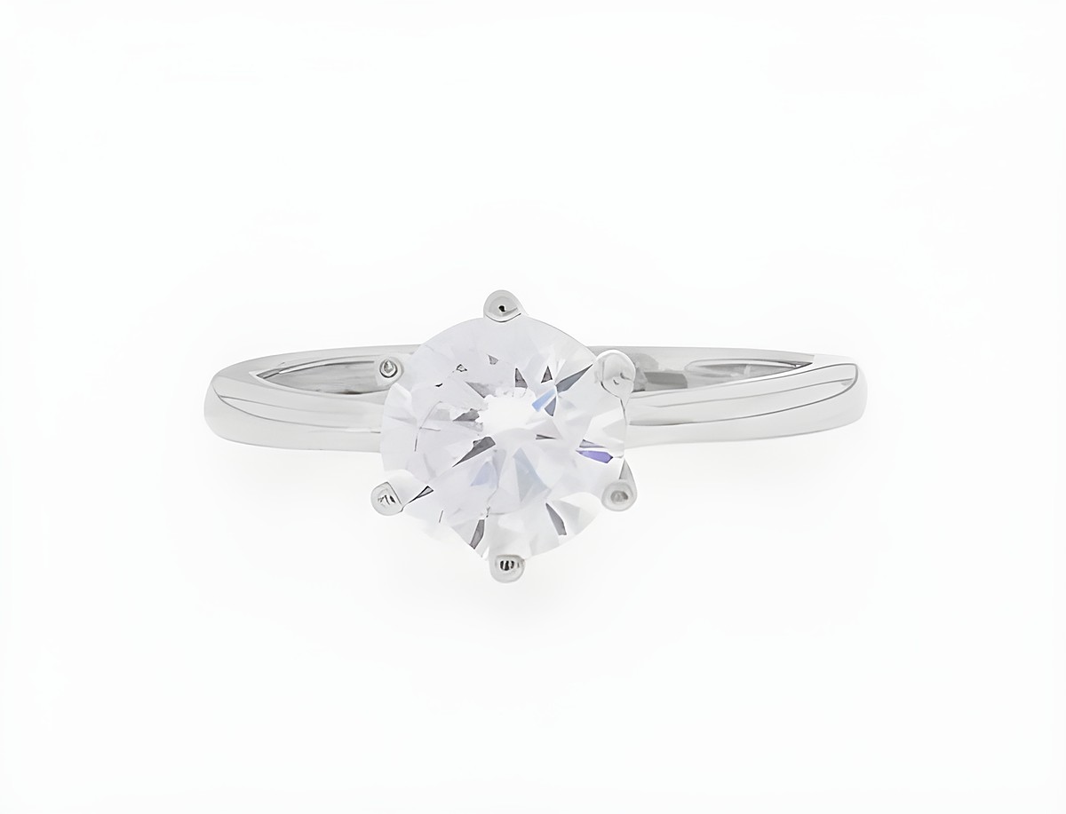 Silber Ring rhodiniert mit klarem Zirkonia, elegant gestaltet, Größe 56, Durchmesser 8,3 mm, Hersteller Juwelier Harnisch, geeignet bis Größe 56 / 17,8.