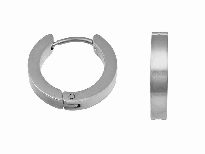 Edelstahl Creolen im Durchmesser von 1,6 cm, teilmattiert, von Hersteller Juwelier Harnisch, elegant und modern in Design, ideal für den Alltag oder besondere Anlässe.