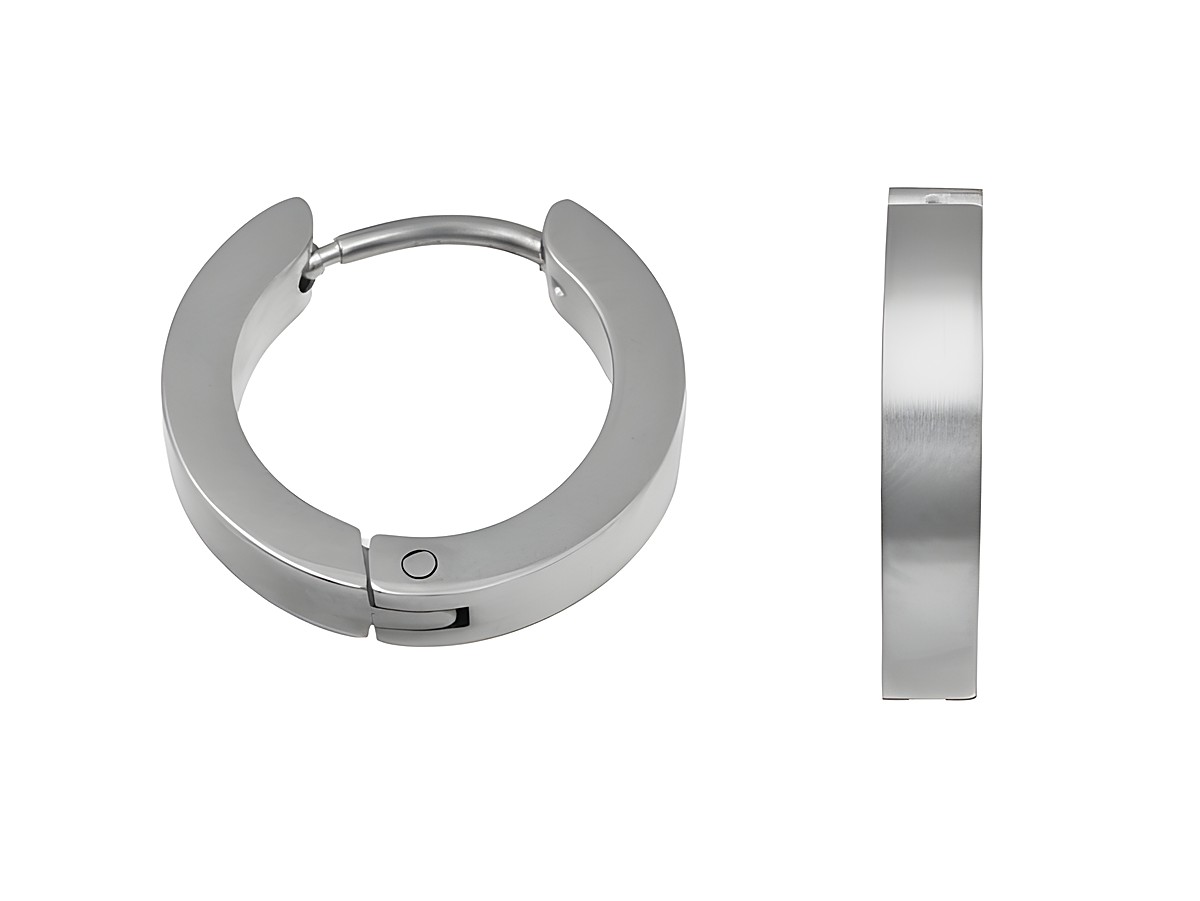 Edelstahl Creolen im Durchmesser von 1,6 cm, teilmattiert, von Hersteller Juwelier Harnisch, elegant und modern in Design, ideal für den Alltag oder besondere Anlässe.
