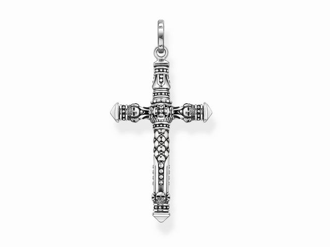 Thomas Sabo Anhänger PE912-637-21 in Form eines Kreuzes aus geschwärztem Sterling Silber, verziert mit feinen Details und einem eleganten Design, ideal für Ketten sowie Anhänger.