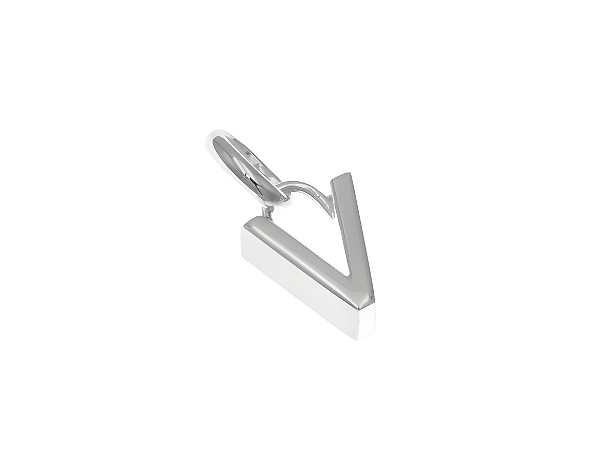 Anhänger aus poliertem Sterling Silber in Form des Buchstabens V, hergestellt von Juwelier Harnisch, ideal für individuellen Schmuck.